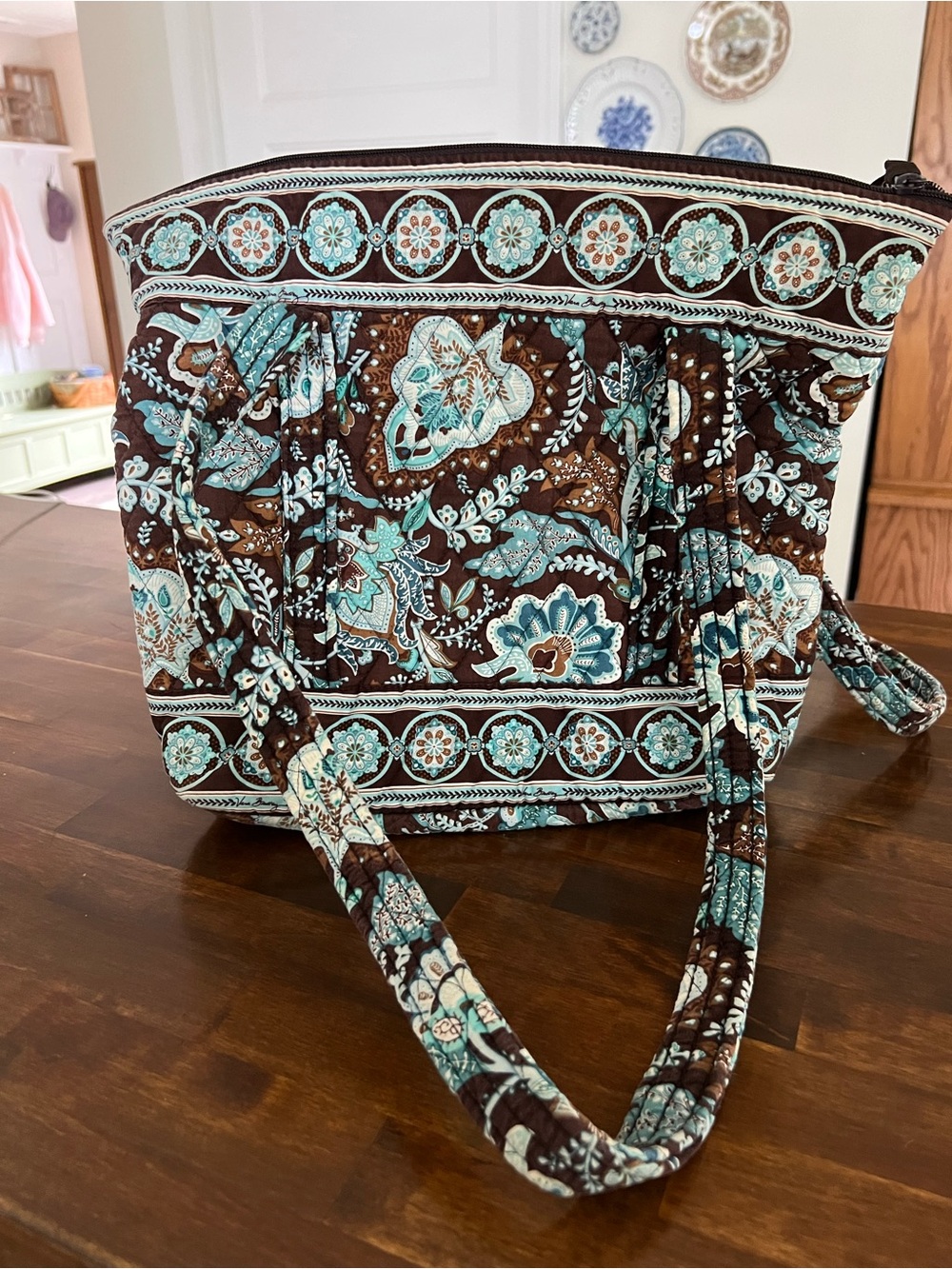 Vera Bradley Java Blue Shoulder Tote - Picture 2 of 6